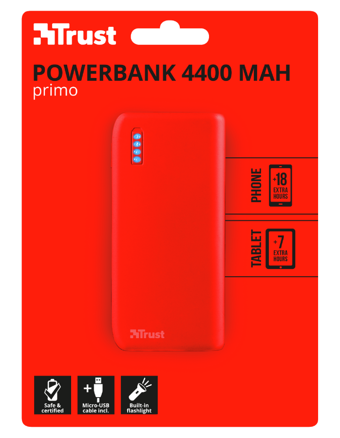 Powerbank Trust PRIMO 4400 - MATTE RED